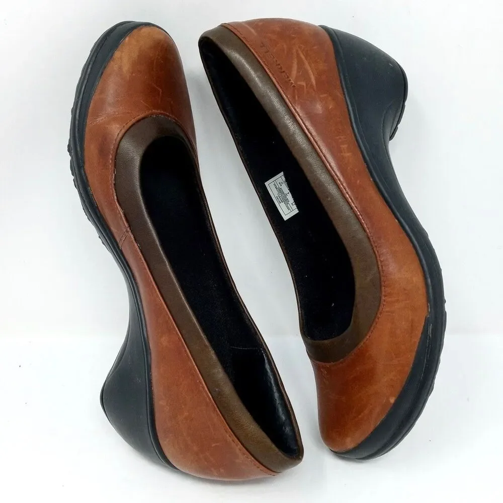 Merrell Veranda Leather Wedge Pumps Comfort Shoes Size 6.5 Brown Non slip